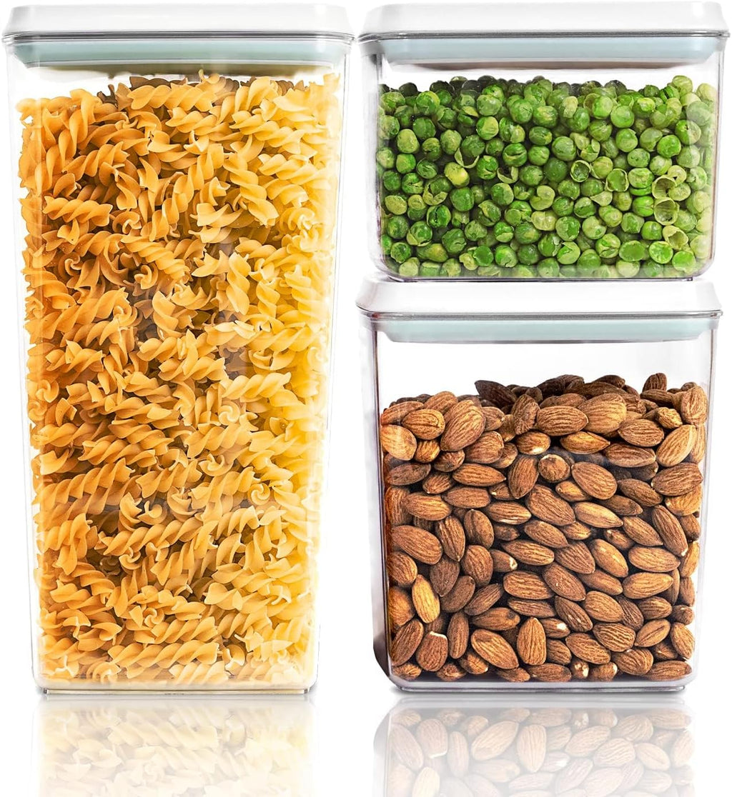 Pop Top Food Storage Containers, Leakproof Pantry Food Storage Containers, Kitchen Storage Containers with Lids Airtight 3-Piece - 3.5Qt/2.1Qt/1.3Qt