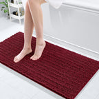 Arotive Luxury Chenille Bathroom Rug Mat, Extra Soft Thick Absorbent Shaggy Bath Rugs, Non-Slip Machine Wash Dry, Plush Bath Mats for Bathroom, Shower and Tub, 47x17, Burgundy