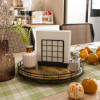 Lazy Susan Turntable Organizer for Table Top, 12’’ Round Wooden Lazy Susan for Cabinet Kitchen Countertop Pantry Dining Coffee Table for Condiments Spices, Rustic Bathroom Vanity Tray for Soap Candle