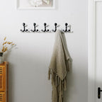 SKOLOO 24-Inch White Wood Coat Rack Wall Mount with 5 Triple Hooks - Ideal for Family Entrances, Classrooms, and Pet Supplies Storage - Perfect Coat Hooks for Wall