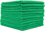 The Rag Company - All-Purpose Microfiber Terry Cleaning Towels - Commercial Grade, Highly Absorbent, Lint-Free, Streak-Free, Kitchens, Bathrooms, Offices, 300gsm, 12in x 12in, Green (12-Pack)