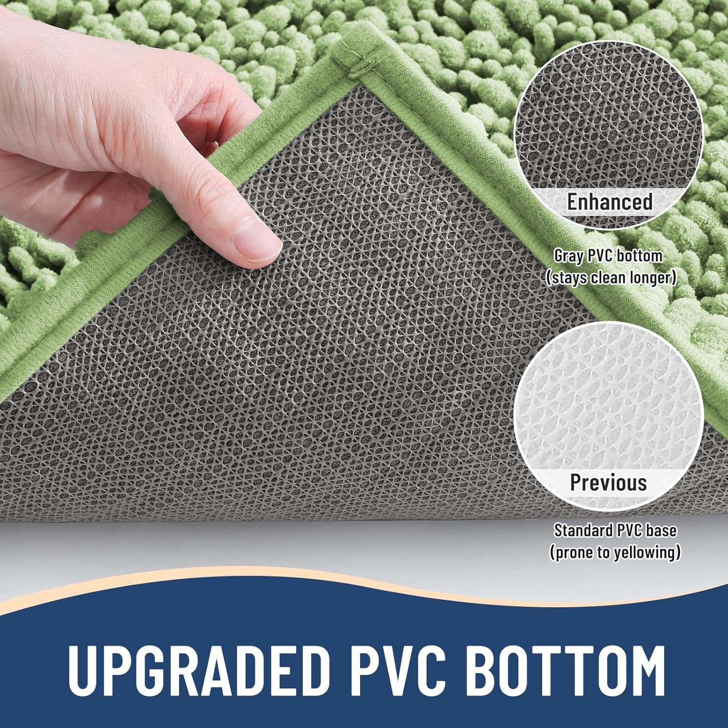 Arotive Luxury Chenille Bathroom Rug Mat, Extra Soft Thick Absorbent Shaggy Bath Rugs, Non-Slip Machine Wash Dry, Plush Bath Mats for Bathroom, Shower and Tub, 47x32, Sage Green