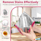 Airlab Glass Polishing Cloth Streak Free Miracle Microfiber Cleaning Cloth Lint Free Cleaning Rags for Glasses Kitchen Dish Mirrors Easy Clean, Pack of 6, 12" x 12", Sliver-Pink
