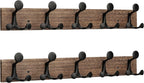 SKOLOO 24-Inch Wood Burnt Coat Rack Wall Mount with 5 Triple Hooks - Ideal for Family Entrances, Classrooms, and Pet Supplies Storage - Perfect Coat Hooks for Wall, Pack of 2