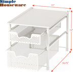 Simple Houseware Stackable 2 Tier Sliding Basket Organizer Drawer, White