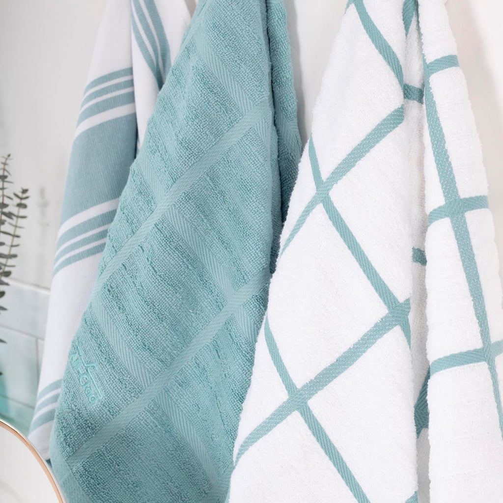 All-Clad Checked Kitchen Towel: Highly Absorbent, Super Soft Long Lasting - 100% Cotton, 17"x30" Tea Towel for Cleaning & Drying Dishes, Pans, Glassware, or Countertops, (1-Pack), Rainfall