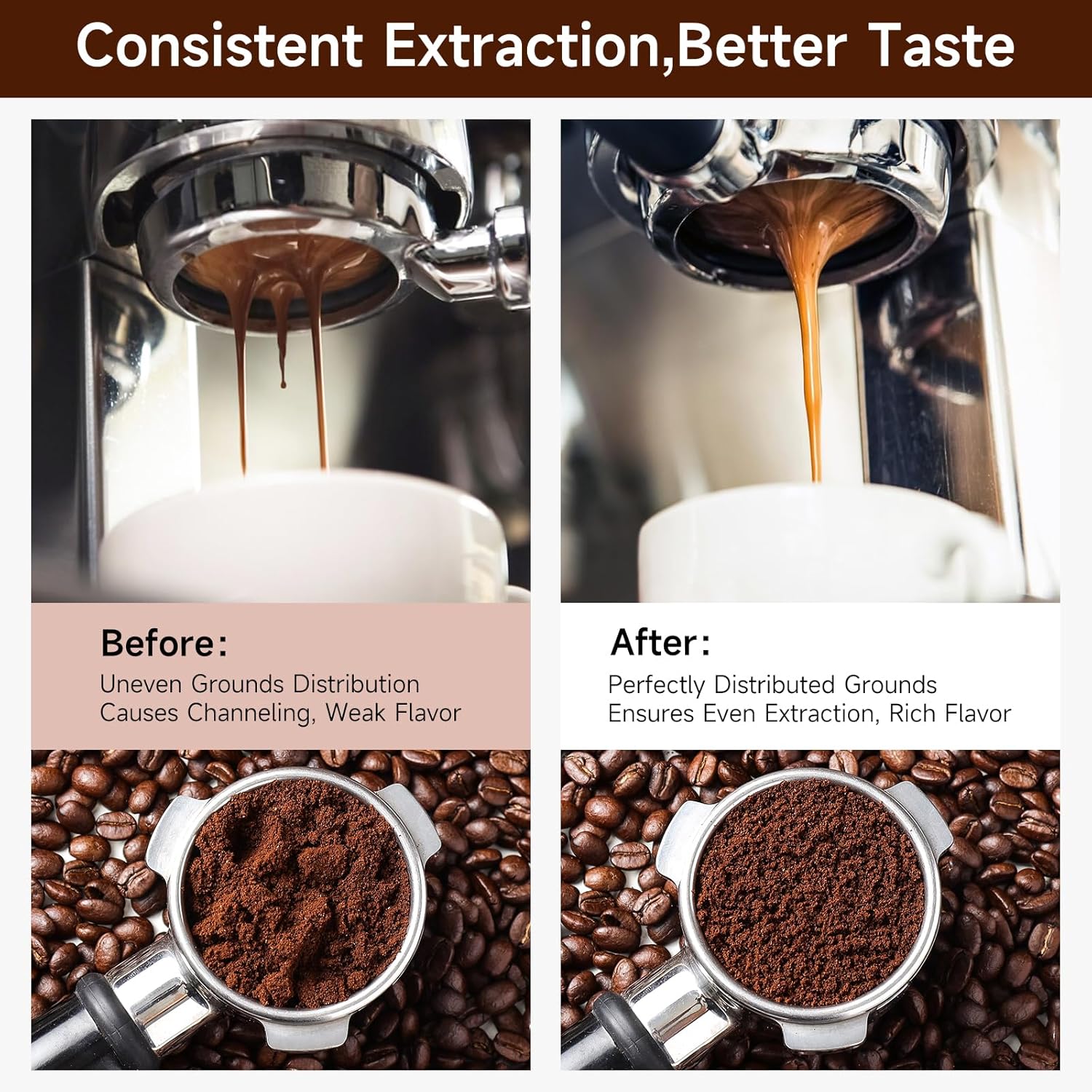 KitchenTour Espresso Accessories Kit 53.5mm, WDT Tool, Dosing Funnel and Puck Screen Set, 304 Stainless Steel Needle Coffee Distribution Stirrer, Portafilter Dosing Ring for Barista 53.5mm