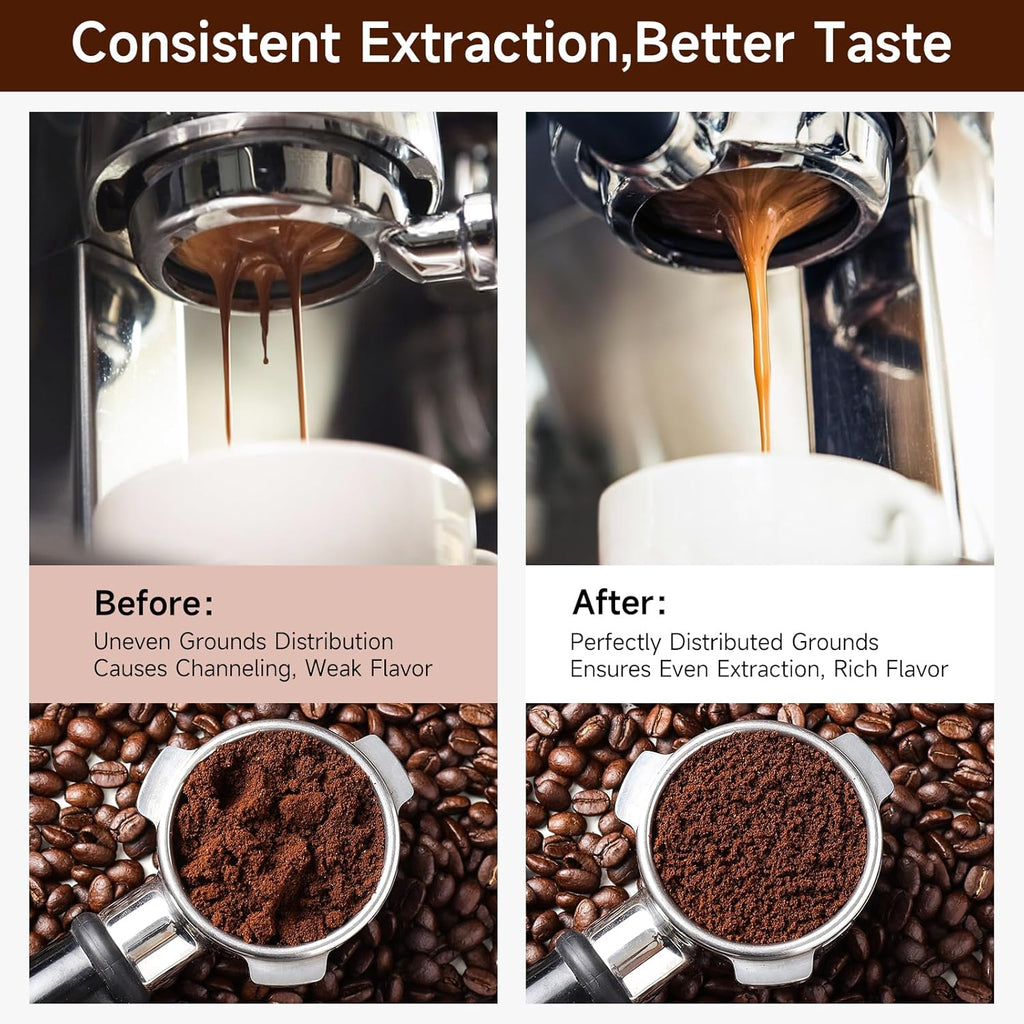 KitchenTour Espresso Accessories Kit 51mm, WDT Tool, Dosing Funnel and Puck Screen Set, 304 Stainless Steel Needle Coffee Distribution Stirrer, Portafilter Dosing Ring for Barista 51 mm