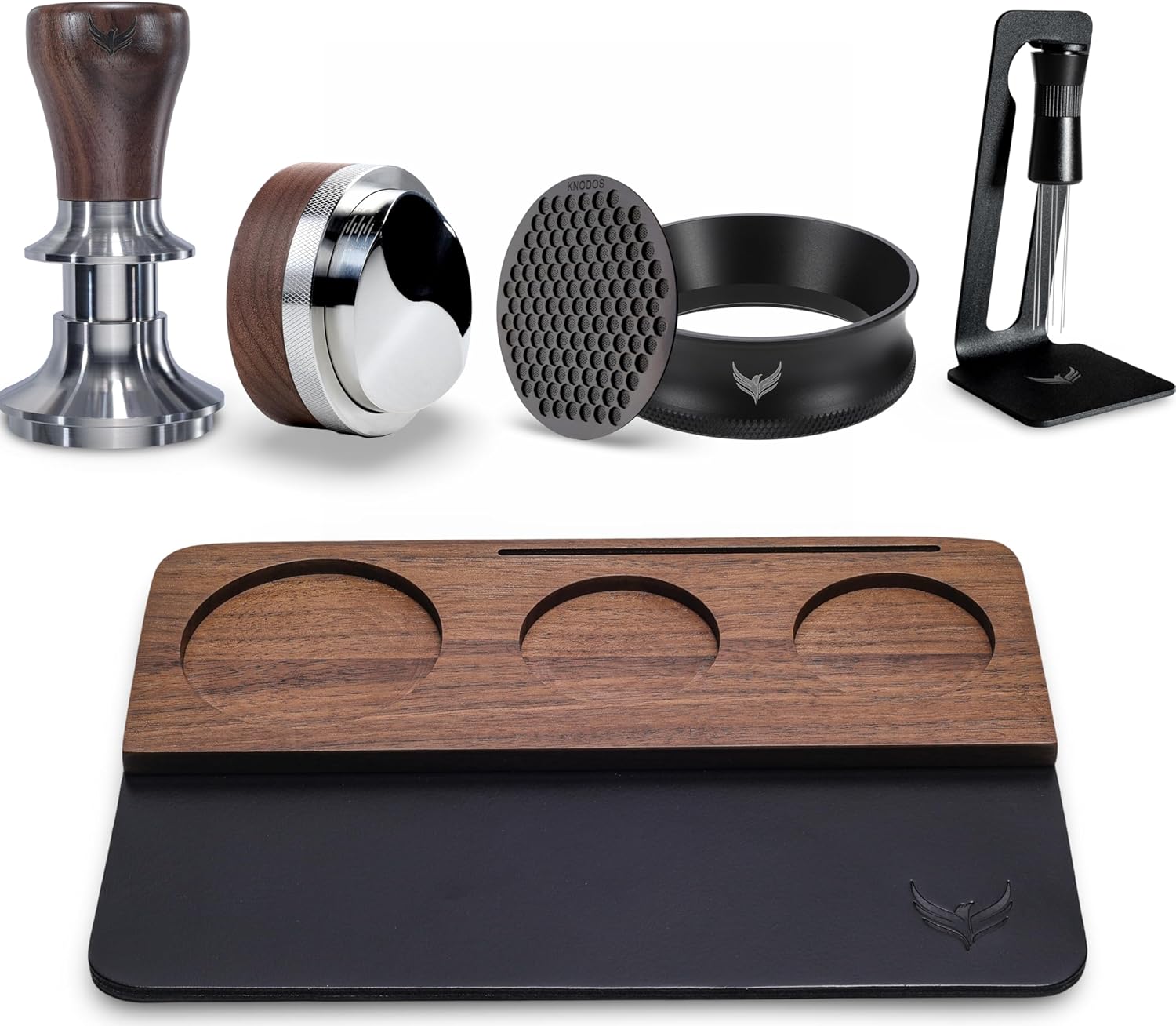 51.5mm Espresso Tamper Kit for La Pavoni Europiccola, Professional, Stradivari & Post-Millennium Models – Tamper, Distributor, Dosing Funnel, Puck Screen, WDT Tool & Walnut Tamping Mat