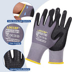 Work Gloves MicroFoam Nitrile Coated-6 Pairs,Endurance Seamless Knit Nylon,Dots on palm,Tacky Dot Grip Gloves