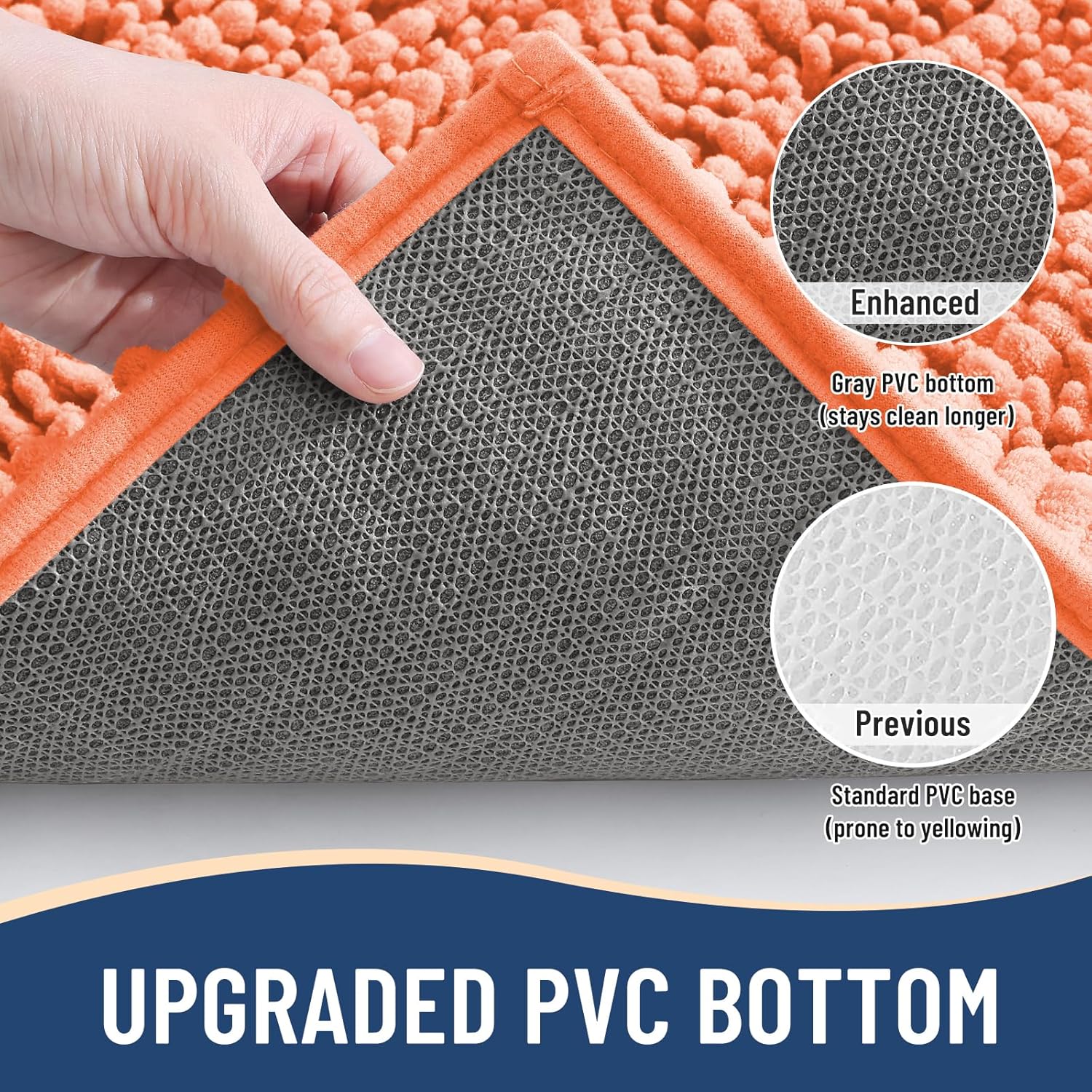 Arotive Luxury Chenille Bathroom Rug Mat, Extra Soft Thick Absorbent Shaggy Bath Rugs, Non-Slip Machine Wash Dry, Plush Bath Mats for Bathroom, Shower and Tub, 30x17, Coral