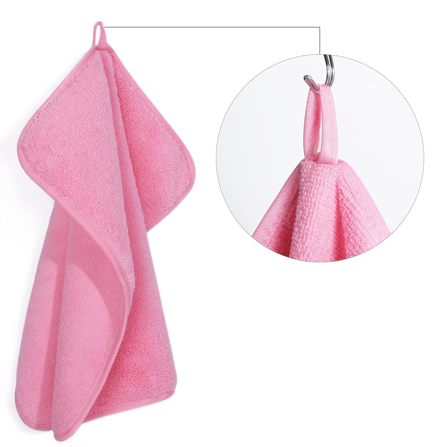 POLYTE Premium Lint Free Microfiber Washcloth Face Towel, 13 x 13 in, Set of 6 (Pink)