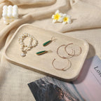 Koville Romano Travertine Tray, 12"x8" Natural Stone Vanity Tray for Countertop Bathroom Kitchen Dresser, Decorative Marble Catchall Trays for Perfume Jewelry, Rectangular Serving Tray(Beige)