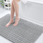 Arotive Luxury Chenille Bathroom Rug Mat, Extra Soft Thick Absorbent Shaggy Bath Rugs, Non-Slip Machine Wash Dry, Plush Bath Mats for Bathroom, Shower and Tub, 50x30, Light Grey