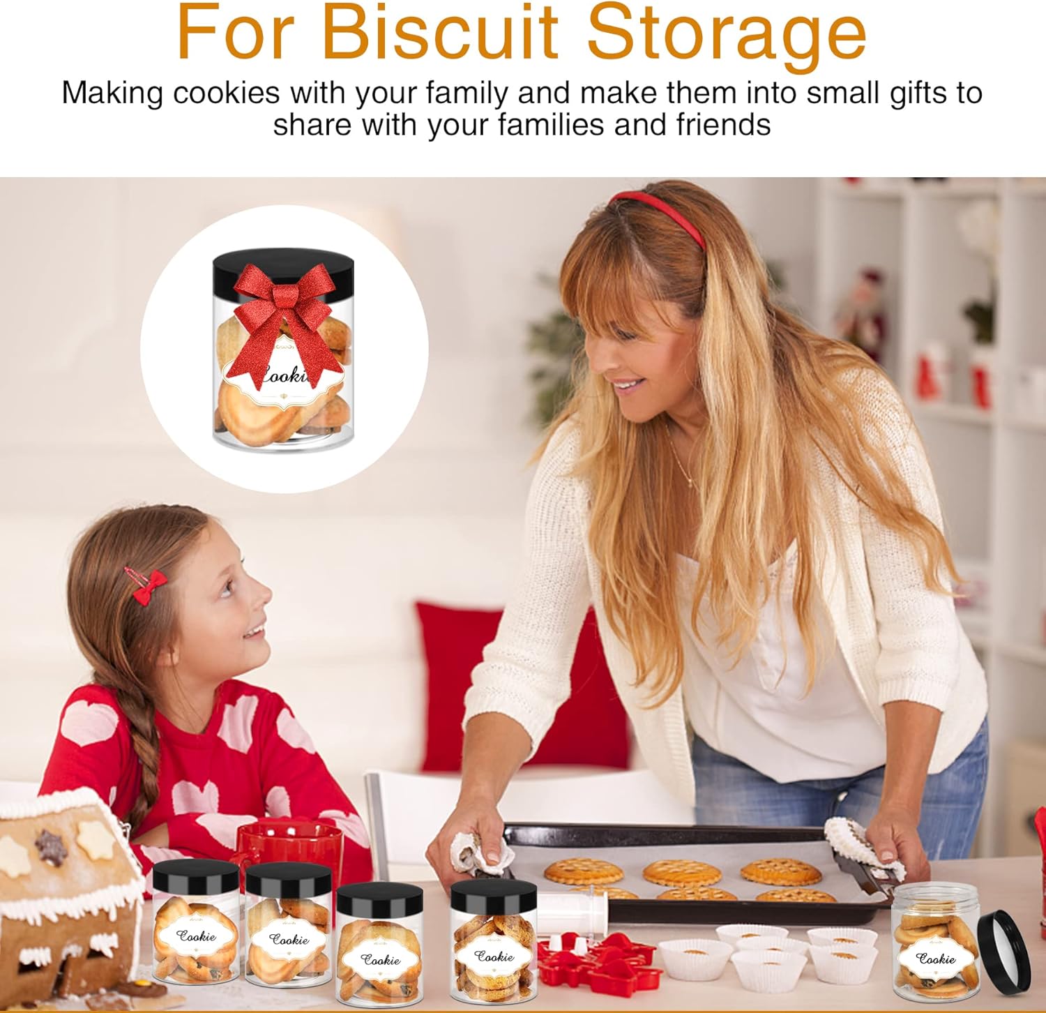 8 OZ Plastic Jars with Lids, Slime Containers with Lids 48 Pcs Airtight Round Plastic Storage Jars Wide-Mouth Containers for Slime, Kitchen and Household Food Storage of Dry Goods