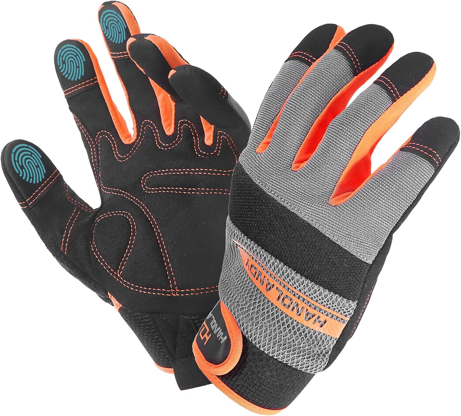 HANDLANDY Work Gloves for Men & Women, Utility Mechanic Working Gloves Touch Screen, Flexible Yard Work Gloves