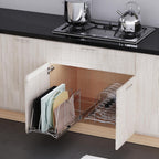 Pull Out Cookie Sheet Organizer for Cabinet, Pan and Pot, Cutting Board, Bakeware, Tray Organizer Rack, Sliding Rack- Heavy Duty, Adjustable Divider Width, 10" W x 22" D x 11" H, Chrome