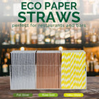 5.75 inch Short Yellow Paper Drinking Straws for Cocktail, Coffee, Mixed Drinks, 500 Counts - Compostable