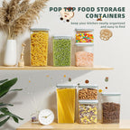 Pop Top Food Storage Containers - 8 Pack BPA-Free Pantry Organizers with Airtight Lids, Food-Grade with Measurement Marks
