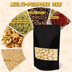 50 Pack Zip Lock Bags, Reusable Snack Bags with Window, Cookie Bags for Pastry, Herbs, Jerky, Spices, Soap, Pet, Gifts, Resealable Baggies for Small Business, Farm Stand Supplies