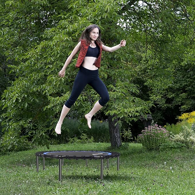 Newan 40"-48" Silent Mini Trampoline Fitness Trampoline Bungee Rebounder Jumping Cardio Trainer Workout for Adults-Max Limit 330lbs
