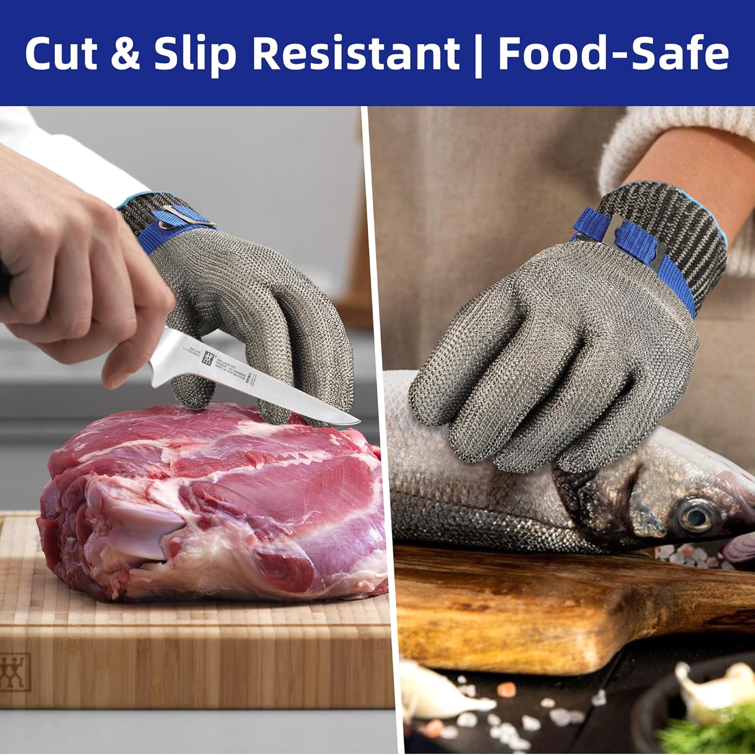 Schwer SlicePro ANSI A9 Cut Resistant Glove PR1706, Stainless Steel Mesh Metal Glove, Food Grade for Kitchen Cooking, Butcher Meat Cutting, Oyster Shucking, Mandoline, Fishing, Non-PFAS (M, 1 PCS)