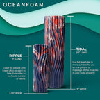 Oceanfoam Tidal Roller - Red, Dark Navy & Natural Marbled - Muscle Massage Foam Roller for Back Pain & Stretching - Firm & Ergonomic Wide Wave Textured - Yoga, Athletics, Wellness - Full Size 20" x 5"