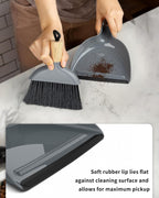 MR.SIGA Mini Dustpan and Brush Set, Portable Cleaning Brush and Dustpan Combo with Bamboo Handle, Gray, 1 Set