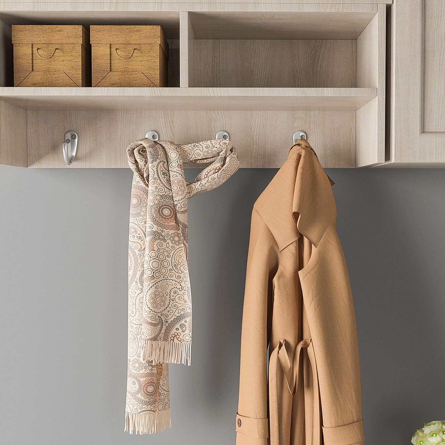 IBosins 15PCS Coat Hooks Wall Mounted Single Prong Robe Hook for Hanging Towel Hooks with 30 Screws for Bags, Hat, Cap, Scarf, Cup (Silvery)