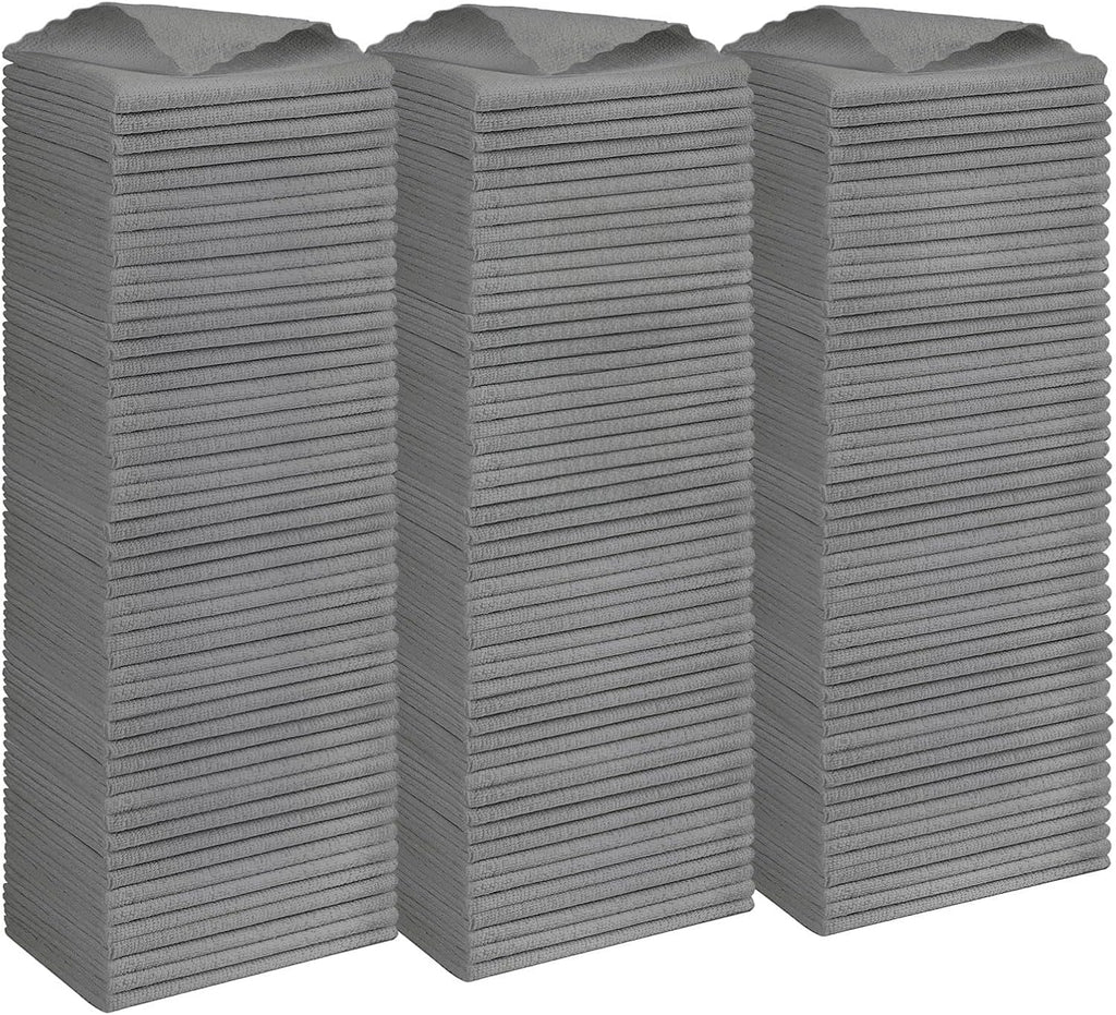 Orighty Grey Microfiber Cleaning Cloth, 150 Pack Highly Absorbent Cleaning Supplies, Lint Free Kitchen Towels Cleaning Rags, Microfiber Towels for Cars, House, Window, 12x12 inch