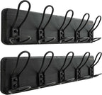 Dseap Coat Rack Wall Mounted - Heavy Duty Farmhouse Rustic Wall Coat Hanger with 5 Wire Hooks for Clothes Hat Jacket Towel, RusticWire, G25A, Black, Pack of 2