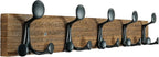 SKOLOO 24-Inch Wood Burnt Coat Rack Wall Mount with 5 Triple Hooks - Ideal for Family Entrances, Classrooms, and Pet Supplies Storage - Perfect Coat Hooks for Wall