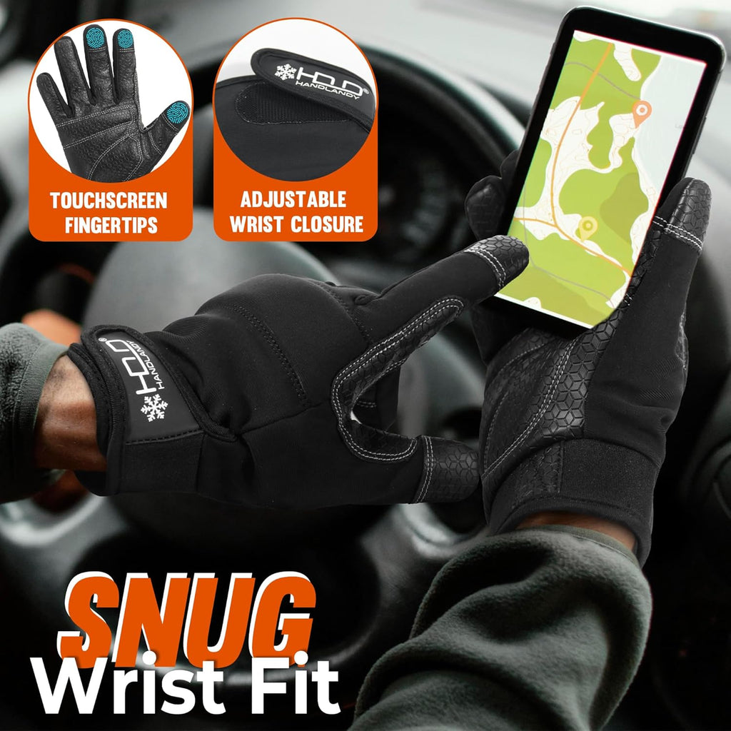 HANDLANDY Work Gloves for Men & Women, Utility Mechanic Working Gloves Touch Screen, Flexible Yard Work Gloves