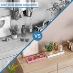 Bathroom Perfume Tray for Candle Trinket, Decor Vanity Trays for Countertop Nightstand Toilet Tank Counter Dresser Bedroom, Decorative Wooden Rectangle Holder for Skincare Cosmetic Accessory, Pink