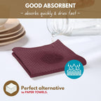 Native Fab Waffle 12 Pack Dish Cloths - 100% Cotton, Absorbent, Quick Dry, Washable Towels for Cleaning, Cooking & Drying Dishes - Perfect for Home, Restaurants, Bars, Cafes - 12"x12" - Burgundy