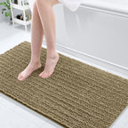 Arotive Luxury Chenille Bathroom Rug Mat, Extra Soft Thick Absorbent Shaggy Bath Rugs, Non-Slip Machine Wash Dry, Plush Bath Mats for Bathroom, Shower and Tub, 60x24, Camel