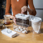 Felli Flip Tite Storage Container with Lid 4” RECTANGULAR Airtight Ring Flip Top, Stackable Kitchen Counter Pantry Organizer Acrylic Canister Jar for Pasta Spaghetti Cereal Granola Coffee (1.9qt)