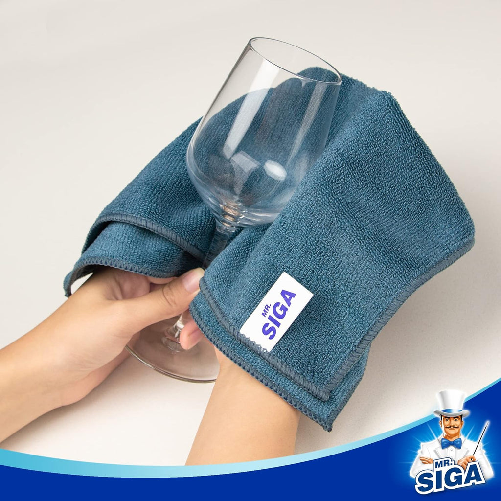 MR.SIGA Microfiber Cleaning Cloth, All-Purpose Microfiber Towels, Streak Free Cleaning Rags, Pack of 12, Light Teal, Size 32 x 32 cm(12.6 x 12.6 inch)