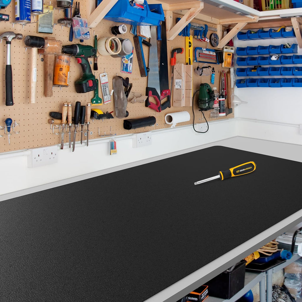 Black Plastic Table Cover Protector, 42" x 72" Waterproof Easy Flat PVC Desk Pad Mat, 1.5mm Thick Rectangle Vinyl Table Top Protector for Dining Room Table, Office, Dresser