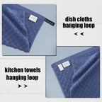Fintale 100% Cotton Kitchen Towels and Dishcloths Set, 12 x 12 & 15 x 25 Inches, Set of 8 Bulk Super Soft and Absorbent Terry Cloth Dish Towels, Quick Drying Hand Towels with Hanging Loop, Navy Blue