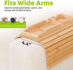 Foldable Couch Cup Holder with 2 Cork Coasters – Detachable Bamboo Sofa Tray, Anti-Slip Sofa Armrest Caddy for Drinks, Snacks, Laptops, & Bathtub – Perfect Home & Gift Accessory