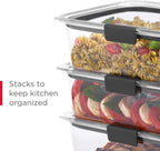 Rubbermaid Brilliance BPA-Free Food Storage Containers with Lids, Airtight Clear Set of 2 (9.6 Cup), Ideal for Lunch, Meal Prep, and Leftovers