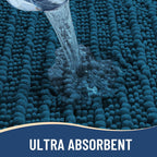 Arotive Luxury Chenille Bathroom Rug Mat, Extra Soft Thick Absorbent Shaggy Bath Rugs, Non-Slip Machine Wash Dry, Plush Bath Mats for Bathroom, Shower and Tub, 36x24, Peacock Blue