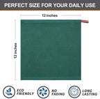 Kitinjoy 100% Cotton Kitchen Dish Cloths, 12 Pack Waffle Weave Ultra Soft Absorbent Dish Towels for Drying Dishes Quick Drying Kitchen Towels Dish Rags, 12 X 12Inch, Dark Green