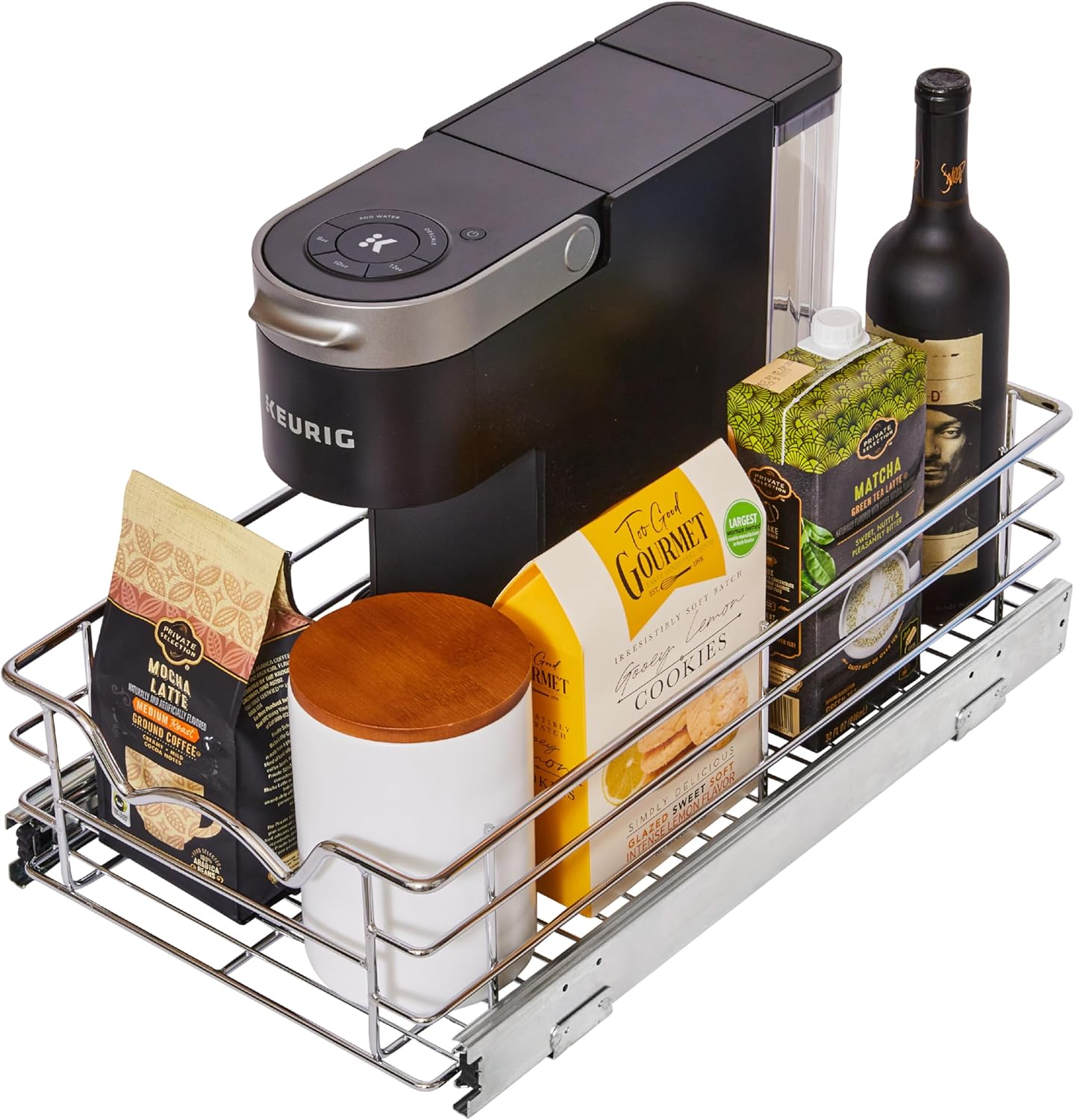 HOLDN’ STORAGE Heavy-Duty Premium Collection Pull Out Cabinet Organizer, Cabinet Drawer Slide Outs, Lifetime Limited Warranty - Basket Size 11" W x 21" D x 5" H, Anti-Rust Chrome Finish