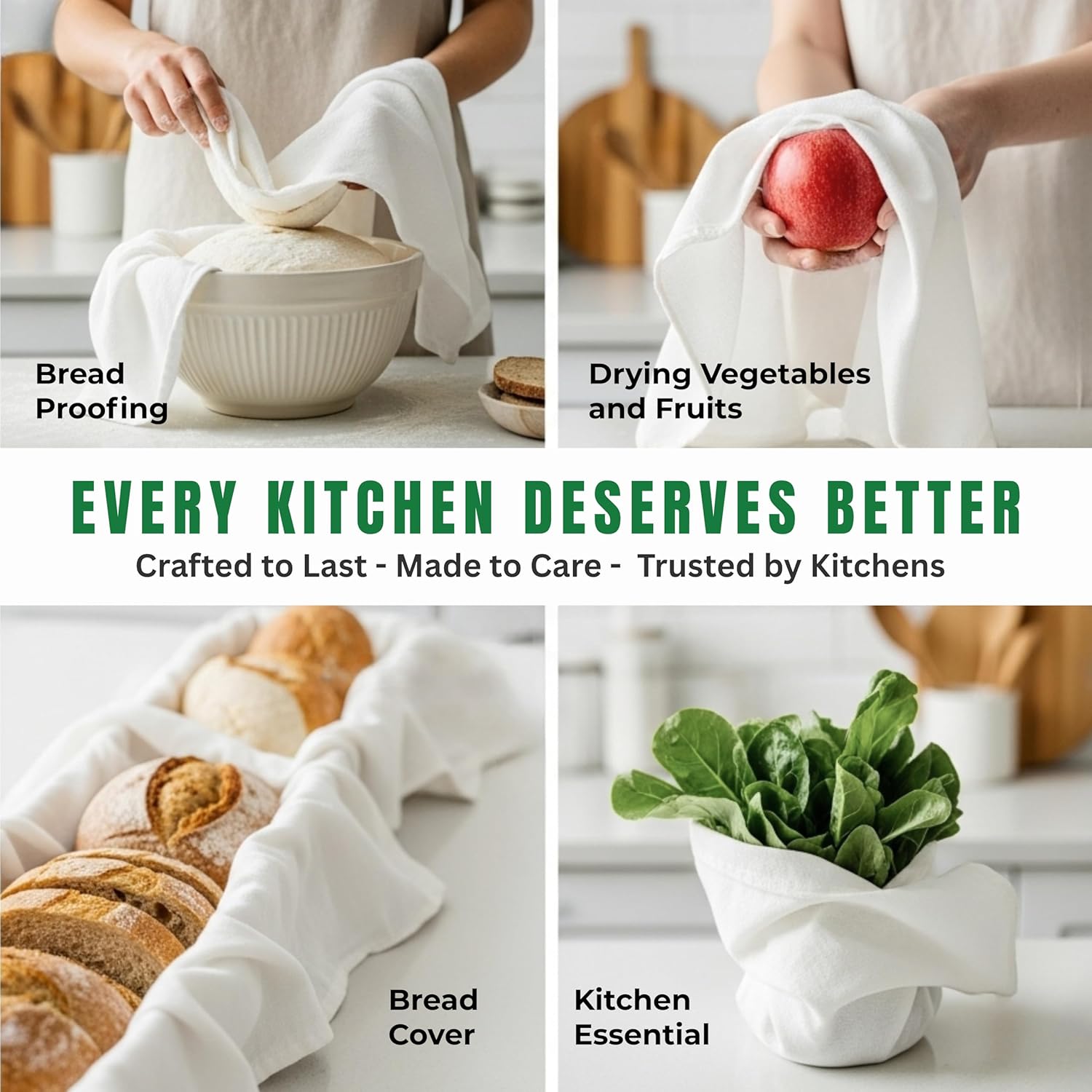 Flour Sack Towels | Tea Towel for Crafts| Kitchen Dish | Cotton Blank Towel for Embroidery| Baking Bread Proofing Linen Cover| Thick Absorbent Quick Dry| 7 Pack 33"x38" White