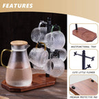 Mug Tree for Large Mugs With 6 Hooks and Coffee Pot Tray - Multi-Function Stand for Counter, Bar Accessory & Kitchen Organizer