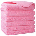 POLYTE Premium Lint Free Microfiber Washcloth Face Towel, 13 x 13 in, Set of 6 (Pink)