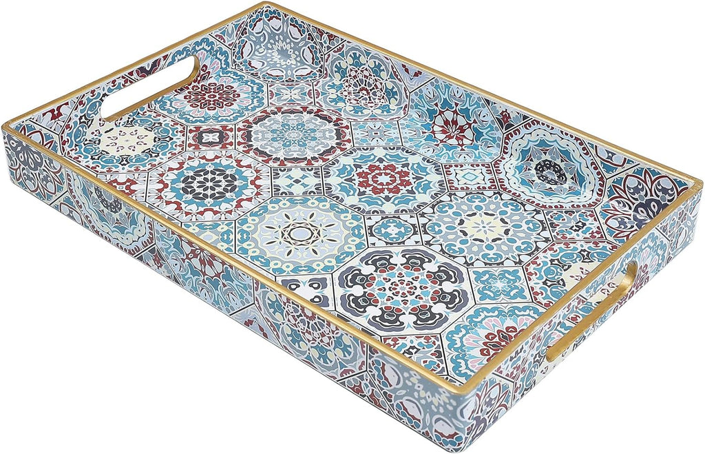 Spsyrine Bathroom Vanity Tray with Handles for Dresser Tops, Countertop, Perfume Decorative Tray, 11.8” * 7.87” *1.37” C2