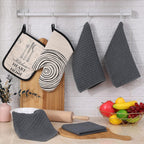 Homaxy Microfiber Waffle Weave Kitchen Dish Cloths, 12 x 12 Inch Ultra Absorbent and Solid Color Dish Towels for Kitchen Fast Drying Dishcloth for Washing Dishes, 6 Pack, Dark Grey